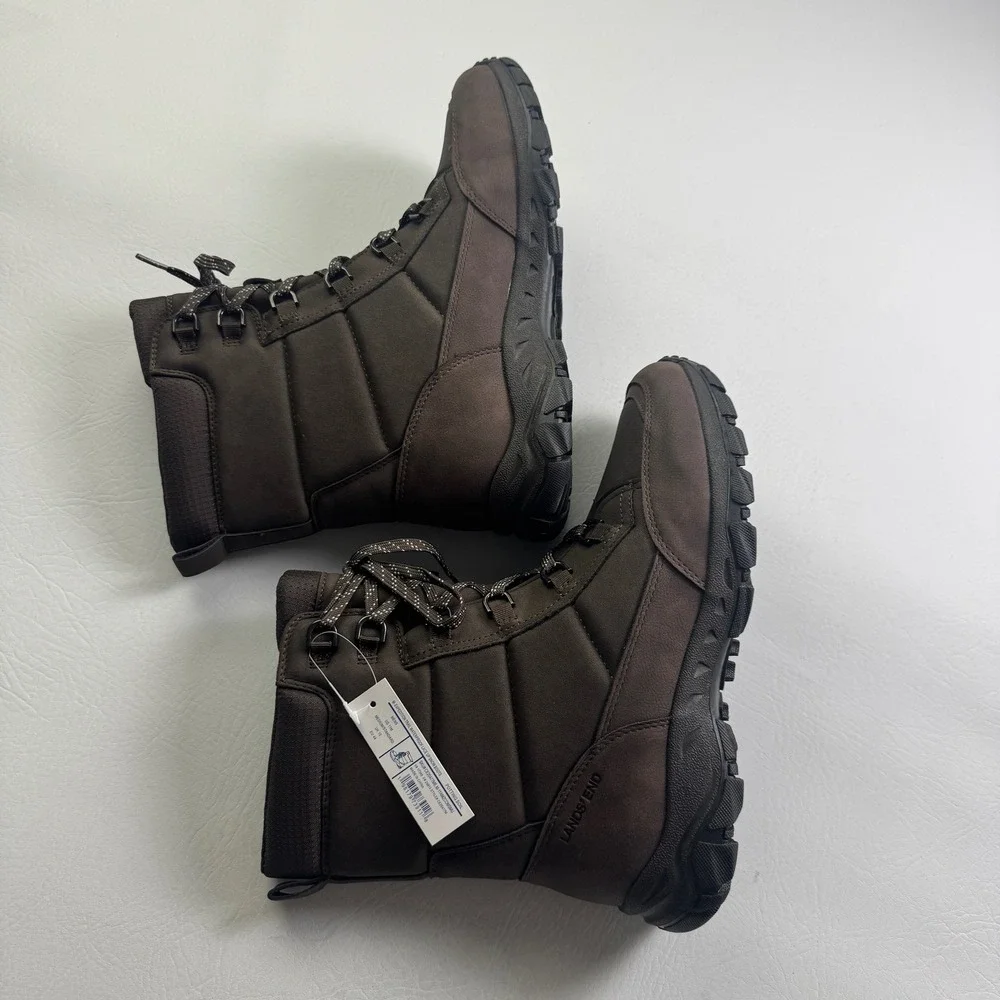 NWT Lands End Expedition Trail Waterproof Snow Boots Winter Mens Brown 11M